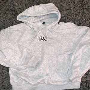 Sm. Divided “love love” grey pocketless hoody